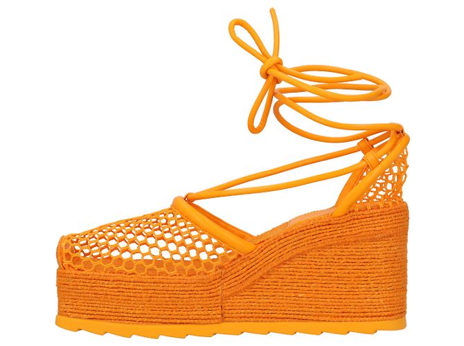 Espadrilles a zeppa stretch arancioni 90 di Bottega Veneta Arancione - vista 2
