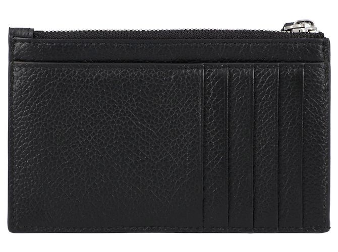 Balenciaga Leather Logo Zip Card Holder Black - view 5