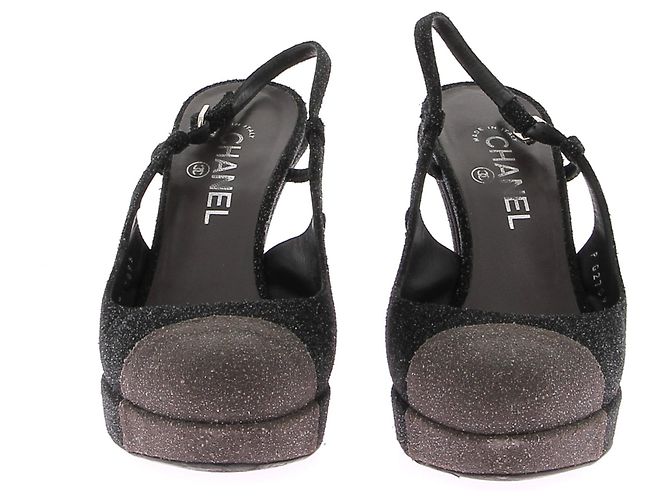 Chanel Absätze T.EU 40.5 Leder Schwarz - Ansicht 4
