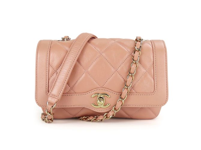 Borsa a Spalla in Pelle Matelassé Chanel Beige Pesca - vista 11