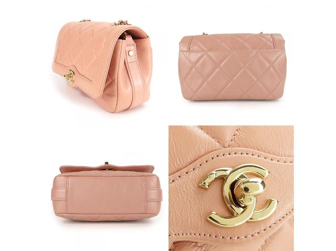 Borsa a Spalla in Pelle Matelassé Chanel Beige Pesca - vista 2