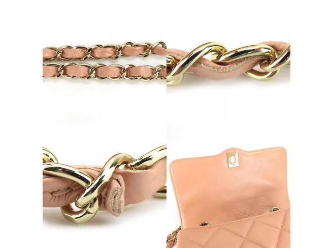Borsa a Spalla in Pelle Matelassé Chanel Beige Pesca - vista 5