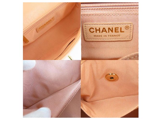 Borsa a Spalla in Pelle Matelassé Chanel Beige Pesca - vista 7