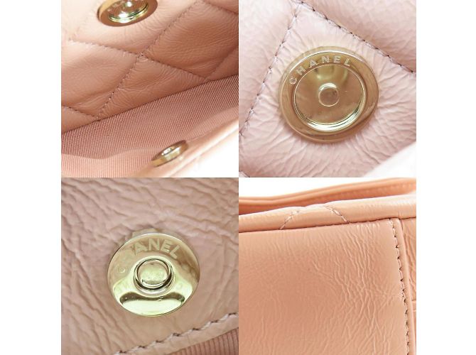 Borsa a Spalla in Pelle Matelassé Chanel Beige Pesca - vista 9