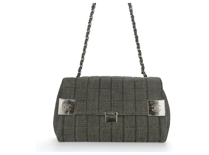 Borsa a spalla in denim blu navy Chanel - vista 11