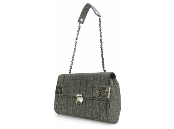 Borsa a spalla in denim blu navy Chanel - vista 2