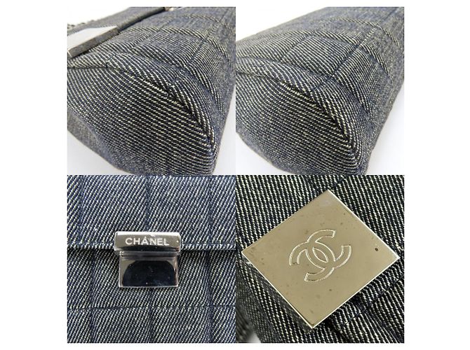 Borsa a spalla in denim blu navy Chanel - vista 5