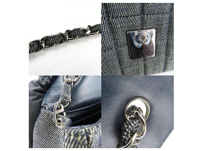 Borsa a spalla in denim blu navy Chanel - vista 7