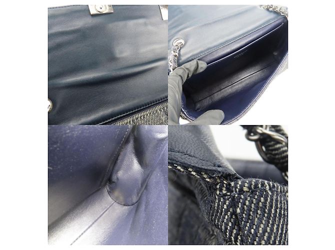 Borsa a spalla in denim blu navy Chanel - vista 8