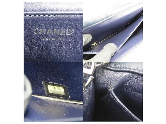 Borsa a spalla in denim blu navy Chanel - vista 9