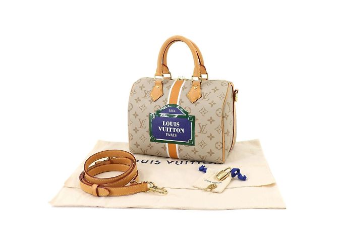 Borsa a spalla Louis Vuitton Monopanam Speedy 25 Beige - vista 9