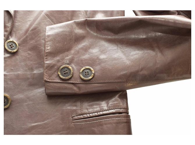 Blazer Roberto Cavalli in pelle marrone effetto vissuto Taglia S - vista 2