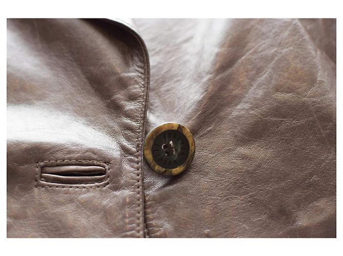 Blazer Roberto Cavalli in pelle marrone effetto vissuto Taglia S - vista 5