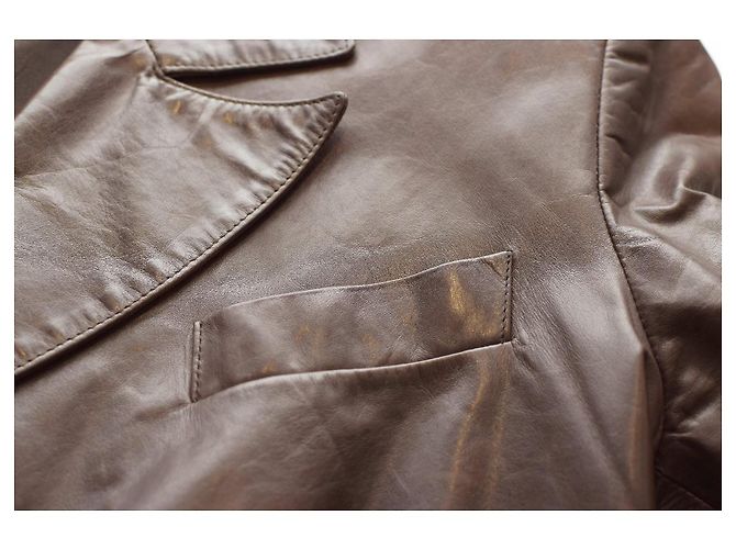 Blazer Roberto Cavalli in pelle marrone effetto vissuto Taglia S - vista 6