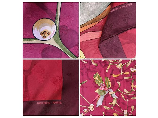 Foulard Hermès Neige d'Antan dettaglio con agrifoglio Rosso - vista 11