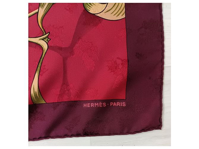 Foulard Hermès Neige d'Antan dettaglio con agrifoglio Rosso - vista 4