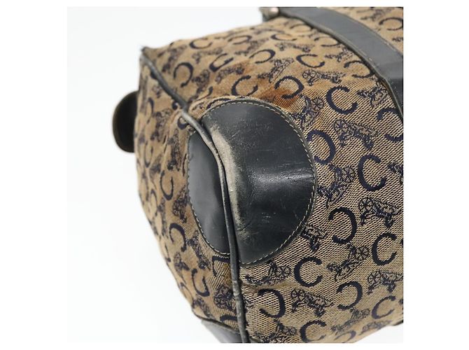 Céline Bolsa Boston em lona Celine C Sulky Navy Ouro Auth 94063 Dourado Azul marinho - vista 14