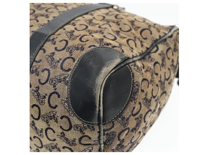 Céline Bolsa Boston em lona Celine C Sulky Navy Ouro Auth 94063 Dourado Azul marinho - vista 15