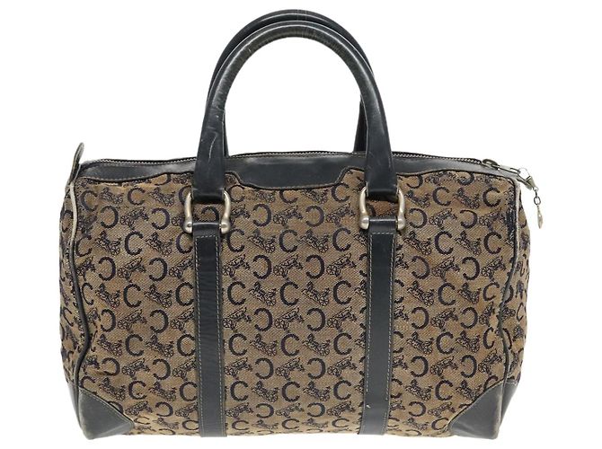 Céline Bolsa Boston em lona Celine C Sulky Navy Ouro Auth 94063 Dourado Azul marinho - vista 2