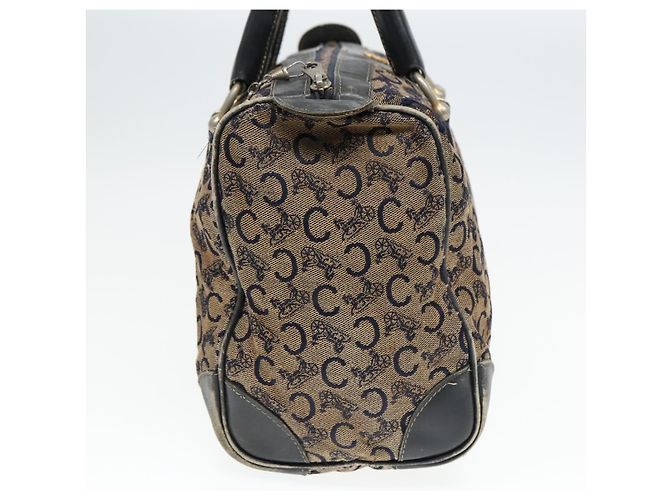 Céline Bolsa Boston em lona Celine C Sulky Navy Ouro Auth 94063 Dourado Azul marinho - vista 3