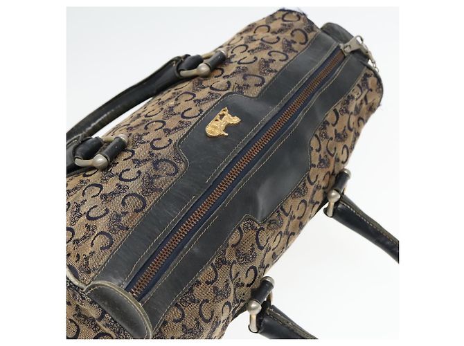 Céline Bolsa Boston em lona Celine C Sulky Navy Ouro Auth 94063 Dourado Azul marinho - vista 6