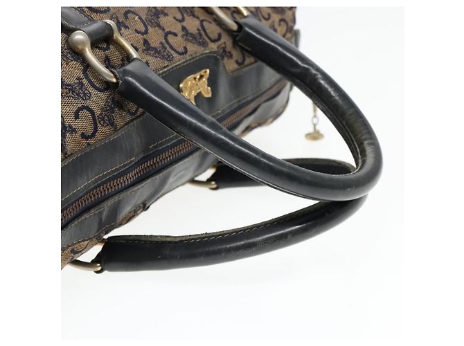 Céline Bolsa Boston em lona Celine C Sulky Navy Ouro Auth 94063 Dourado Azul marinho - vista 7