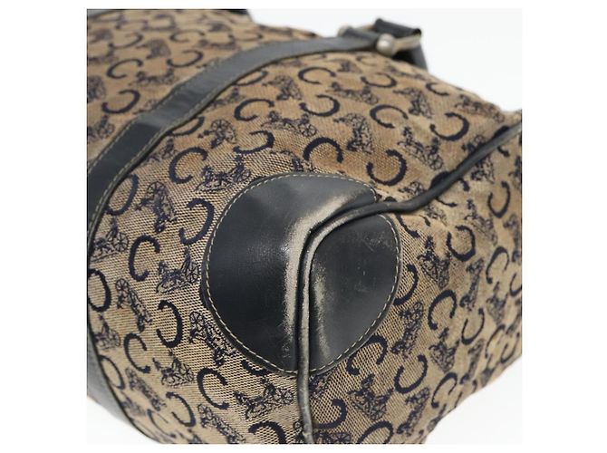 Céline Bolsa Boston em lona Celine C Sulky Navy Ouro Auth 94063 Dourado Azul marinho - vista 9