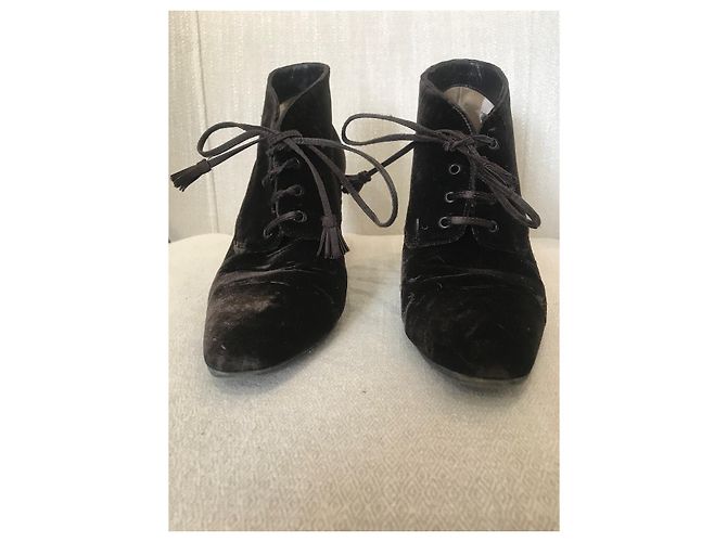 Stivaletti CHANEL T.EU 37.5 Velluto Marrone - vista 2