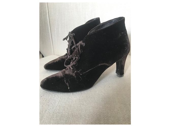 Stivaletti CHANEL T.EU 37.5 Velluto Marrone - vista 3
