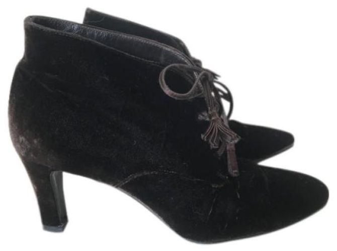 Stivaletti CHANEL T.EU 37.5 Velluto Marrone - vista 8