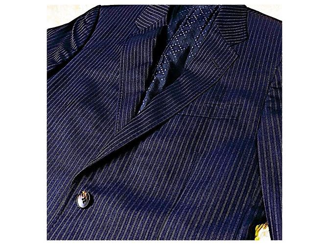 Authentic Gucci Rare Frida Giannini Pinstriped Silk Blend Runway Blazer Blue Purple - view 4
