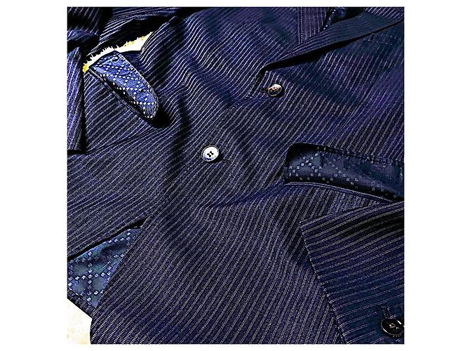 Authentic Gucci Rare Frida Giannini Pinstriped Silk Blend Runway Blazer Blue Purple - view 5