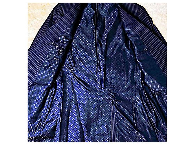Authentic Gucci Rare Frida Giannini Pinstriped Silk Blend Runway Blazer Blue Purple - view 6