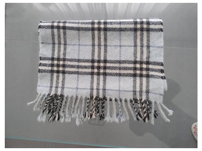 Bufanda Burberry Check de cachemira azul claro - vista 7
