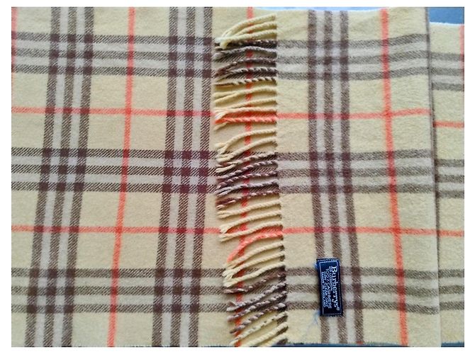 Sciarpa Burberry Check in cashmere gialla Giallo - vista 3