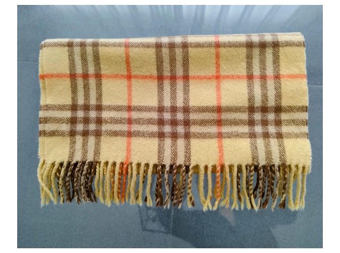Sciarpa Burberry Check in cashmere gialla Giallo - vista 5