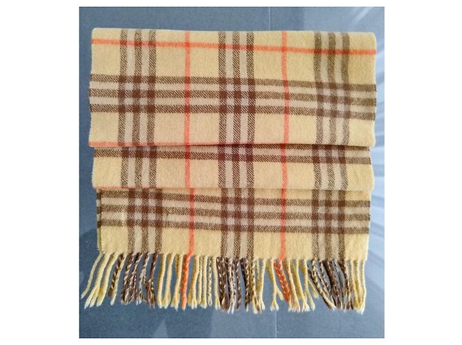 Sciarpa Burberry Check in cashmere gialla Giallo - vista 7