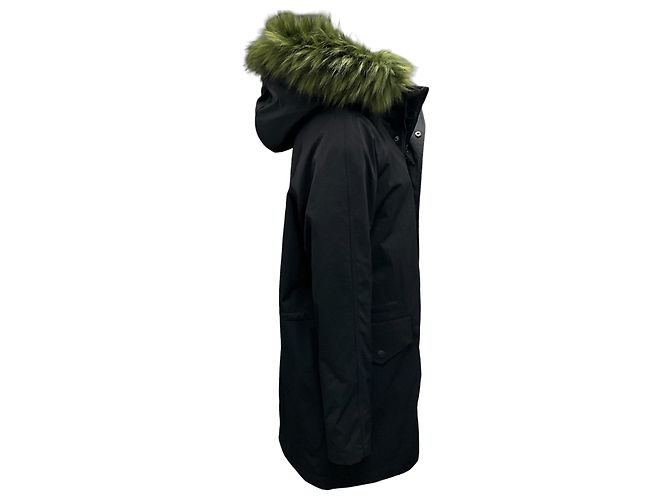 Opening Ceremony Parka con cappuccio nera / verde con bordo in pelliccia sintetica - vista 2