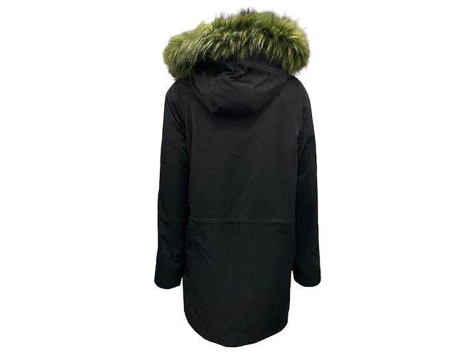 Opening Ceremony Parka con cappuccio nera / verde con bordo in pelliccia sintetica - vista 3