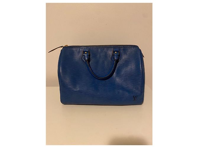Louis Vuitton speedy 30 in pelle Epi Blu scuro - vista 2
