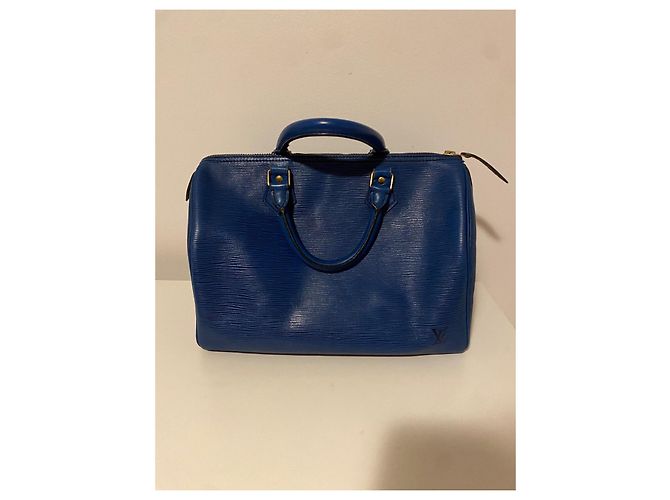 Louis Vuitton speedy 30 in pelle Epi Blu scuro - vista 3
