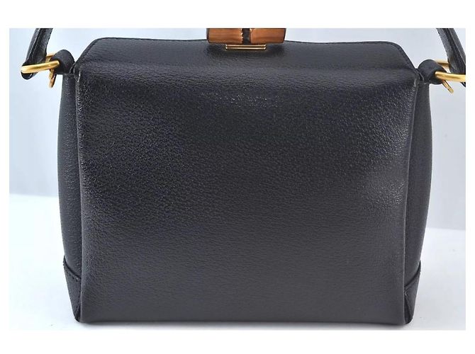 Borsa a mano e a spalla 2 in 1 GUCCI Bamboo in pelle nera Nero - vista 2