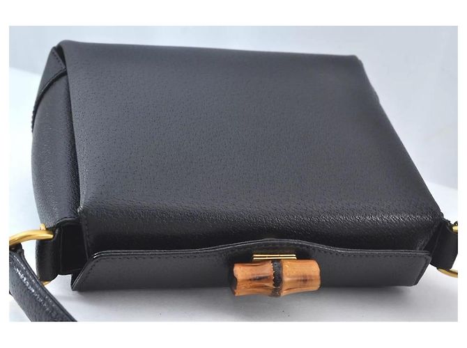 Borsa a mano e a spalla 2 in 1 GUCCI Bamboo in pelle nera Nero - vista 4