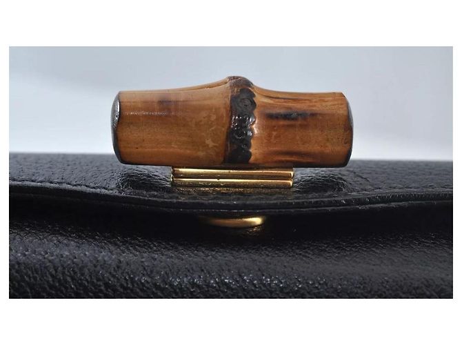 Borsa a mano e a spalla 2 in 1 GUCCI Bamboo in pelle nera Nero - vista 5