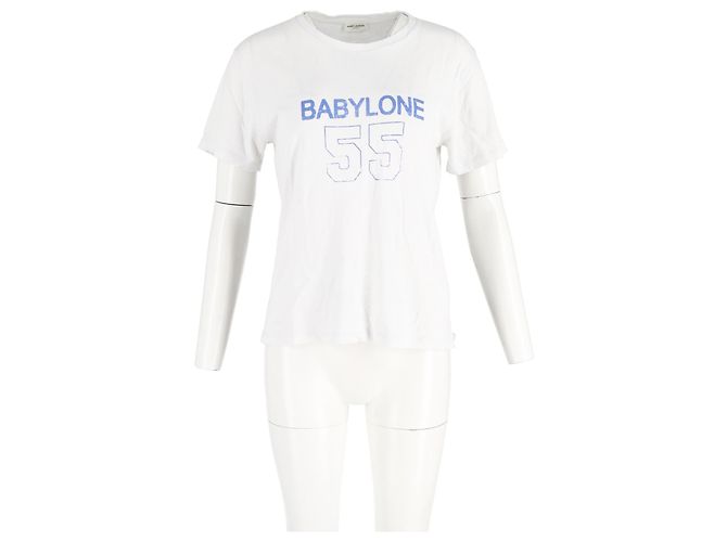 Camiseta estampada Saint Laurent Babylone 55 en algodón blanco - vista 4