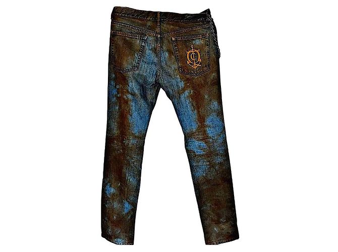 Authentische Vintage Alexander McQueen 05 AW Archive Mudded Denim Kettenjeans Mehrfarben - Ansicht 2