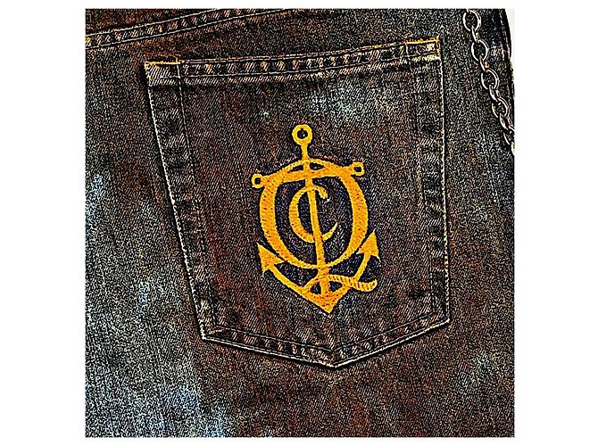 Authentische Vintage Alexander McQueen 05 AW Archive Mudded Denim Kettenjeans Mehrfarben - Ansicht 3