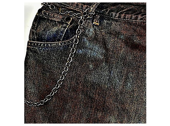 Authentische Vintage Alexander McQueen 05 AW Archive Mudded Denim Kettenjeans Mehrfarben - Ansicht 6
