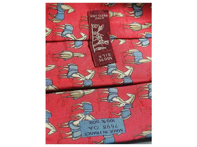 Hermès Red Silk Tie with Horse Pattern - view 2