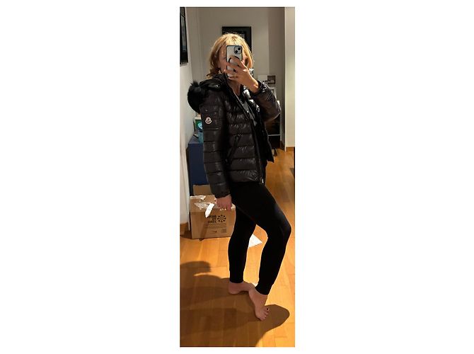 Giacca Moncler Nera Lucida con Cappuccio Removibile Nero - vista 12